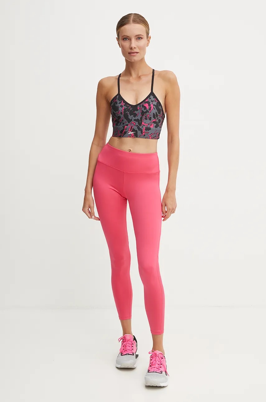 Тренировочные леггинсы Reebok Workout Ready цвет розовый однотонные 100205353 Тренировочные леггинсы Reebok Workout Ready цвет розовый однотонные 100205353