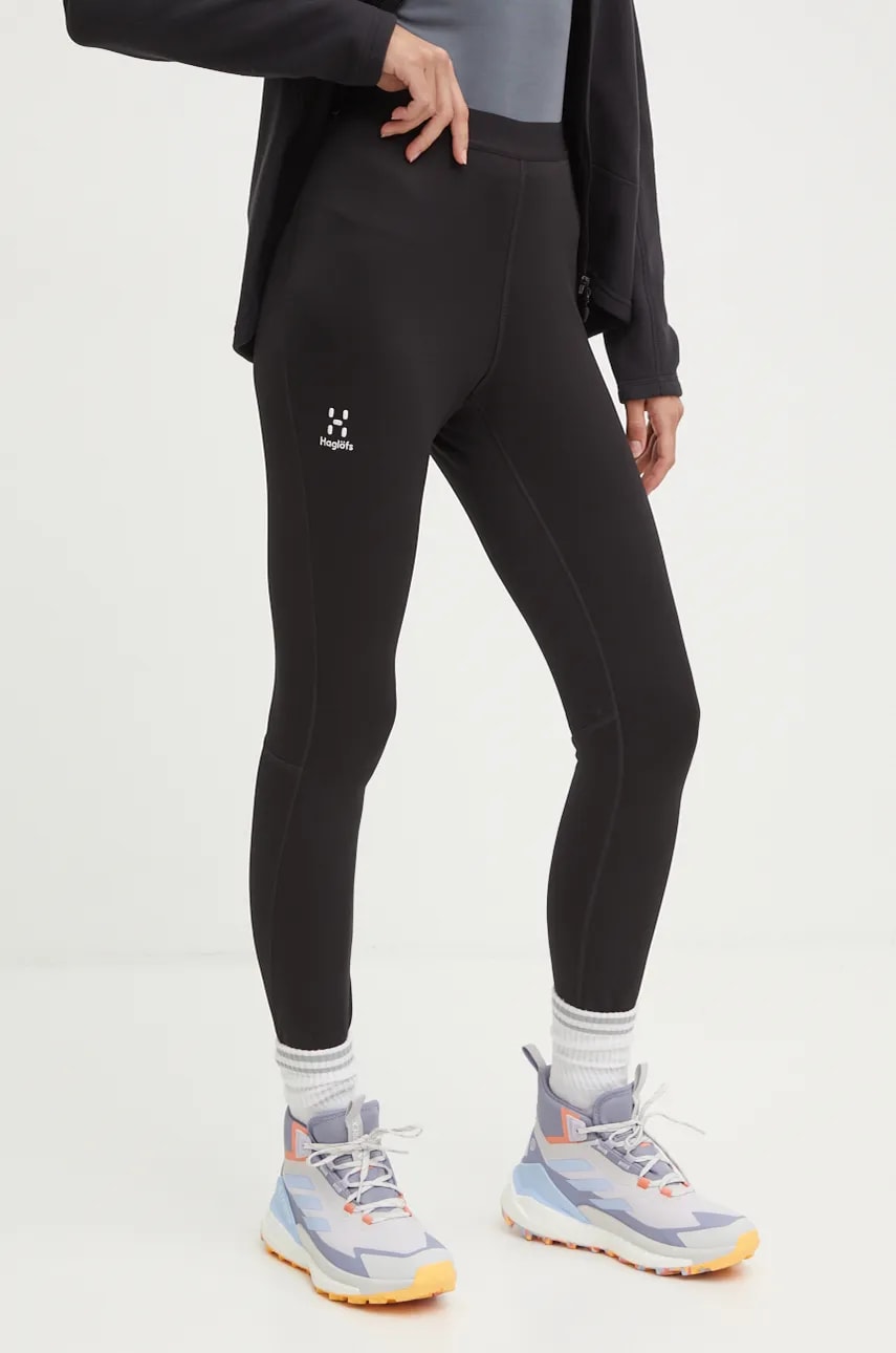 Haglöfs leggins sport Betula femei, culoarea negru, neted, 605317 Haglöfs leggins sport Betula femei, culoarea negru, neted, 605317