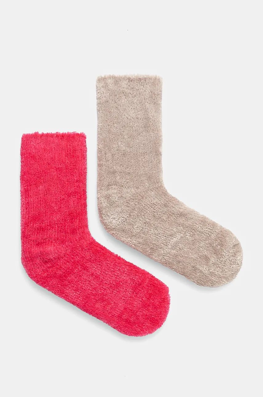 Juicy Couture sosete FELICIA COSY SOCK 2 PACK femei, culoarea roz, JCAXS224715