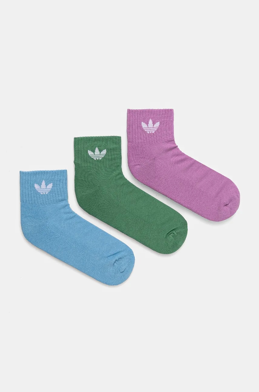 adidas Originals sosete 3-pack femei, culoarea verde, IX5241
