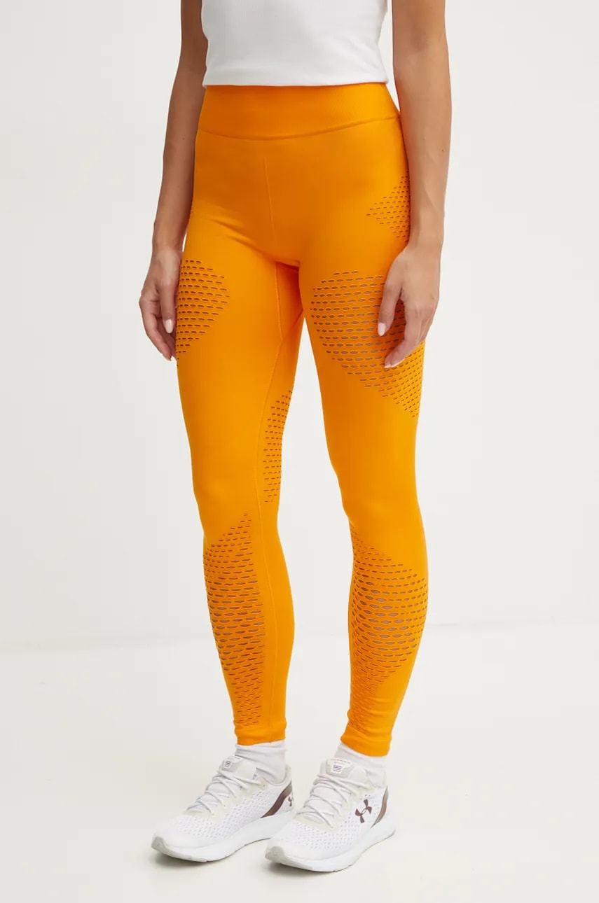 adidas by Stella McCartney colanti TrueStrenght femei, culoarea portocaliu, neted, IV9190 adidas by Stella McCartney colanti TrueStrenght femei, culoarea portocaliu, neted, IV9190