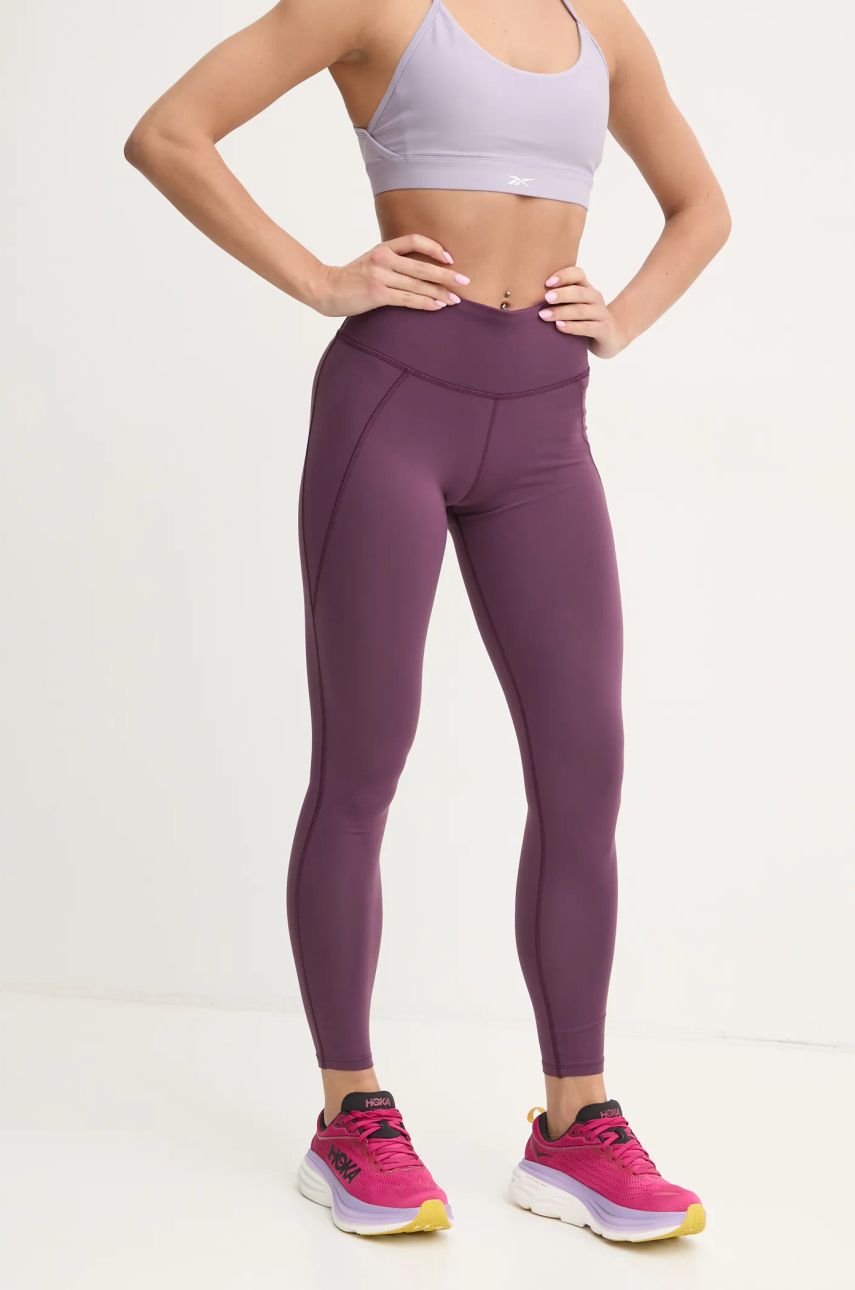 Reebok leggins de antrenament LUX Collection culoarea violet, neted, 100205607