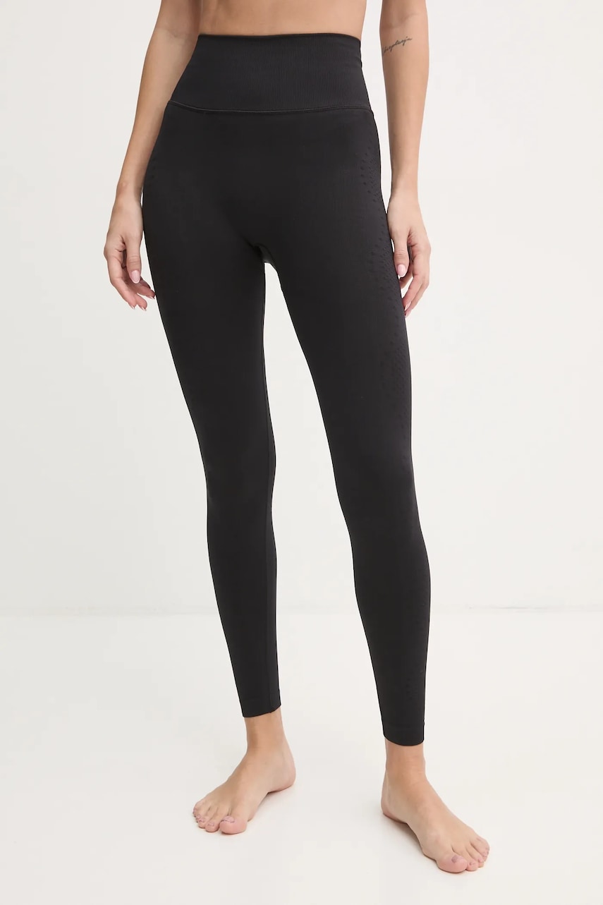 Casall jambiere de yoga Scallop culoarea negru, neted, 24241 Casall jambiere de yoga Scallop culoarea negru, neted, 24241