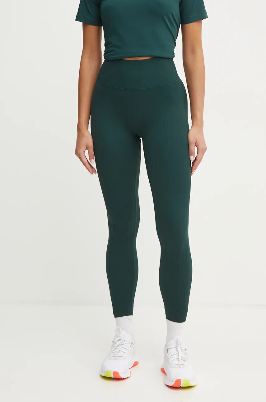 Casall leggins de antrenament Multi Rib culoarea verde, neted, 24160 Casall leggins de antrenament Multi Rib culoarea verde, neted, 24160