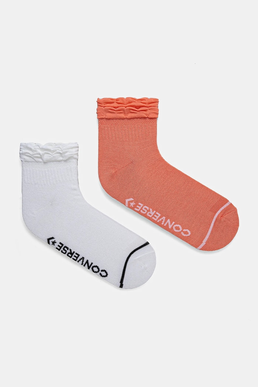 Converse sosete 2-pack femei, culoarea alb, E1306W-2001
