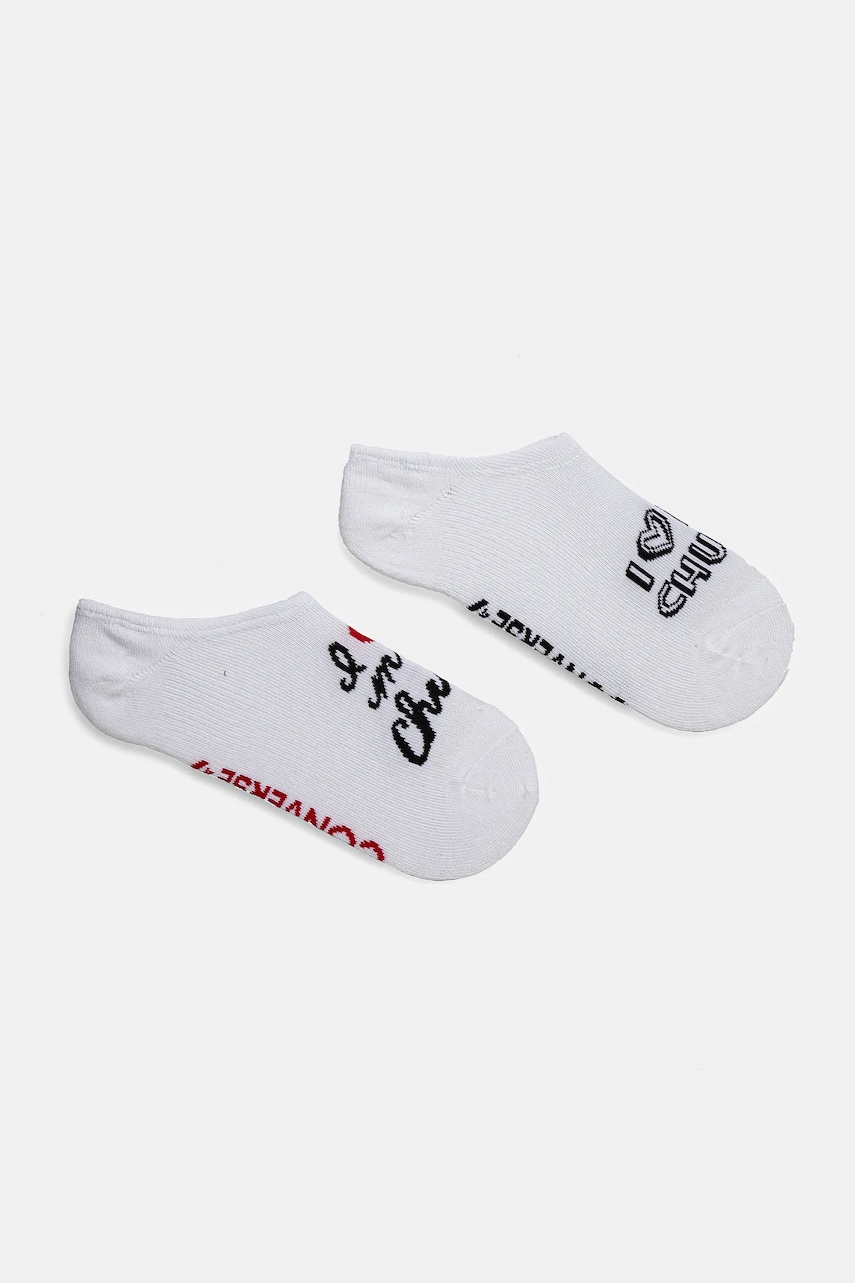 Converse sosete 2-pack femei, culoarea alb, E1305W-2001