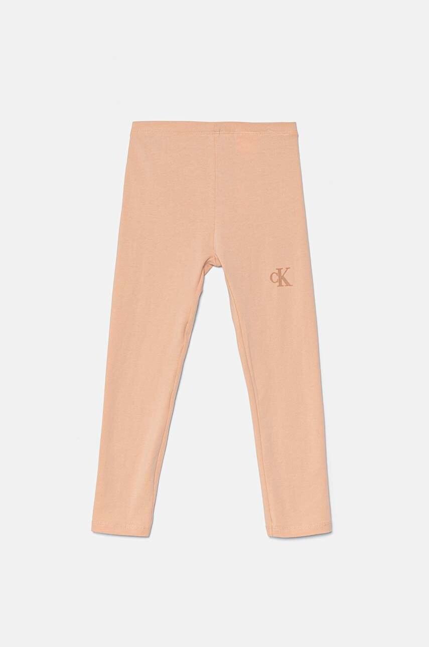 Levně Dětské legíny Calvin Klein Jeans LEGGING růžová barva, hladké, IG0IG02137