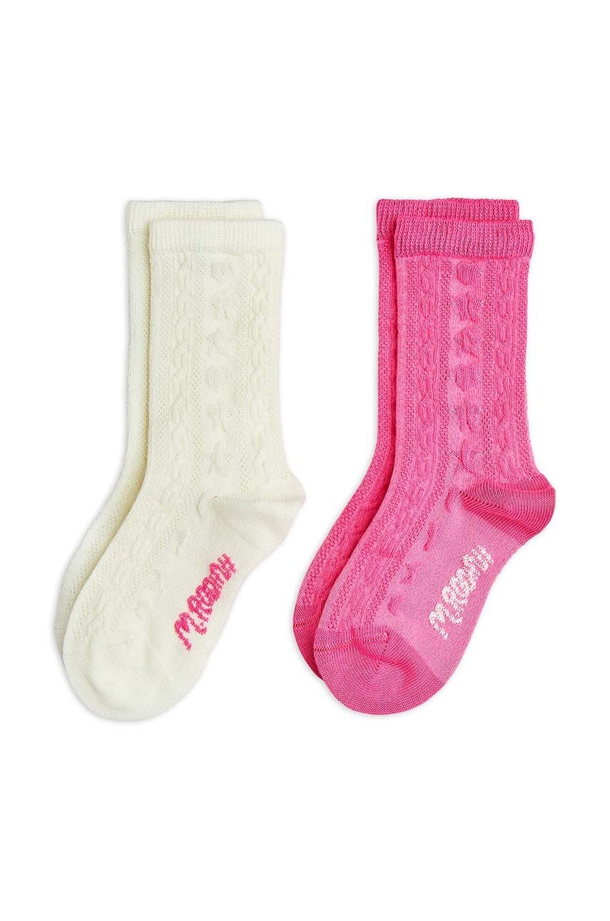 Mini Rodini sosete copii 2-pack culoarea roz, 2476012600
