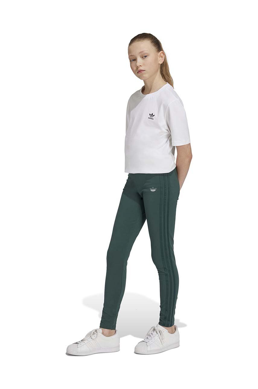 adidas Originals leggins copii culoarea verde, cu imprimeu, IY9542