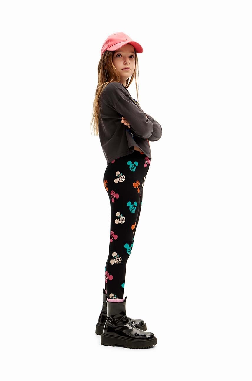 Desigual colanți copii MICKEY MOUSE culoarea negru, modelator, 24WGKK04