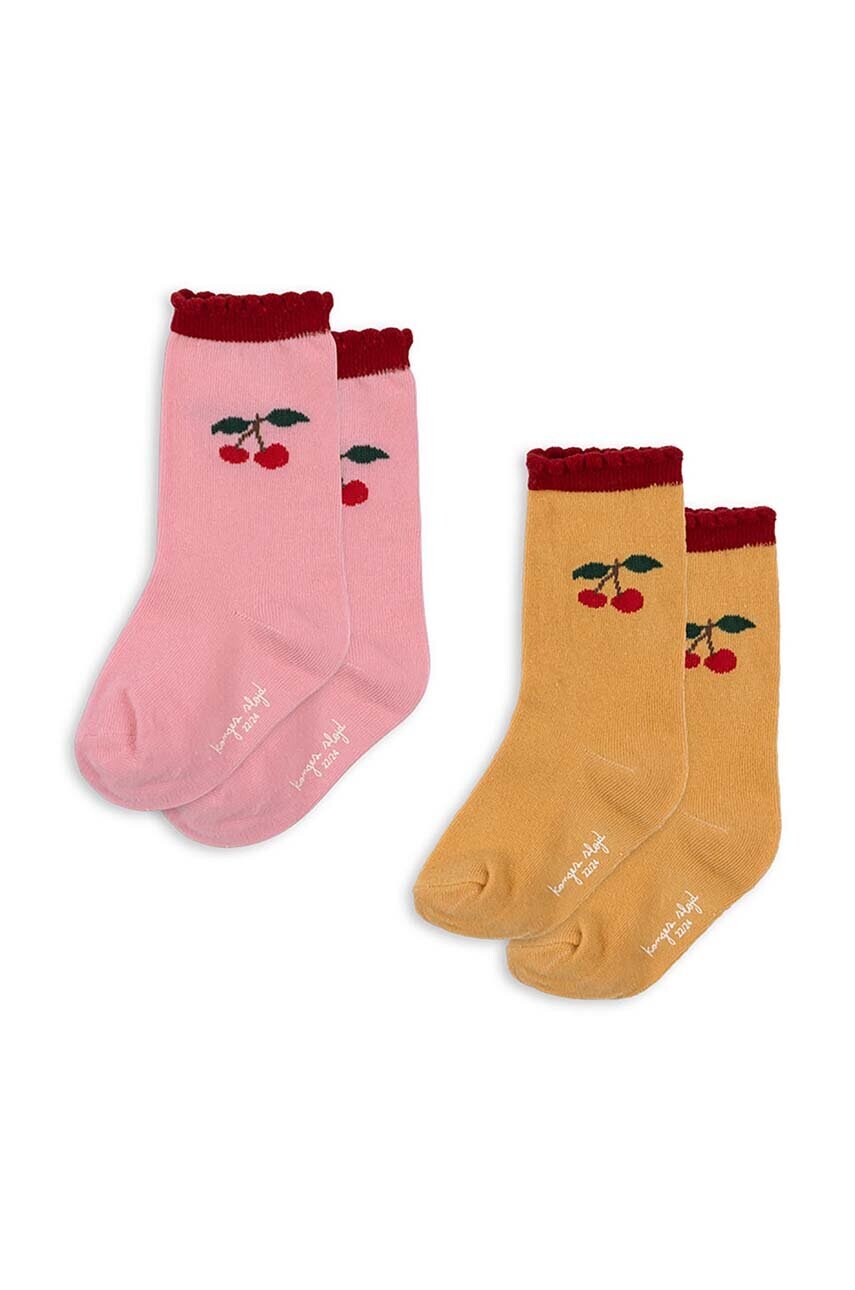 Konges Sløjd sosete copii JAQUARD FRILL SOCKS 2-pack culoarea roz, KS101360