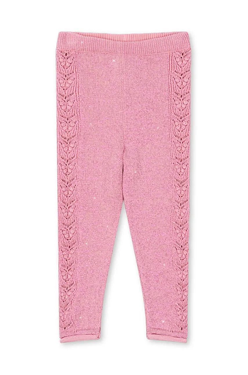 Konges Sløjd leggins copii CABBY KNIT PANTS culoarea roz, cu imprimeu, KS101447