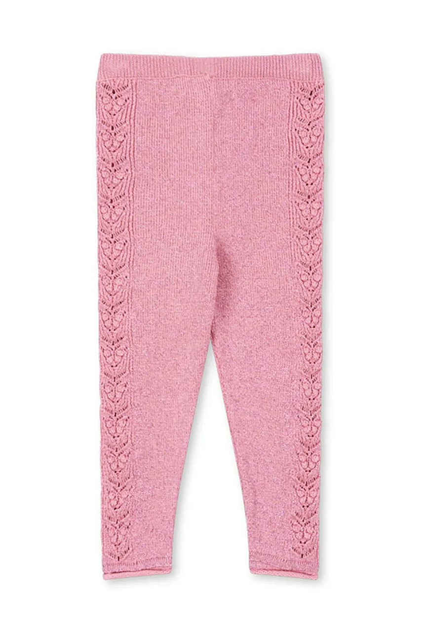Дитячі легінси Konges Sløjd CABBY KNIT PANTS колір рожевий з аплікацією KS101447