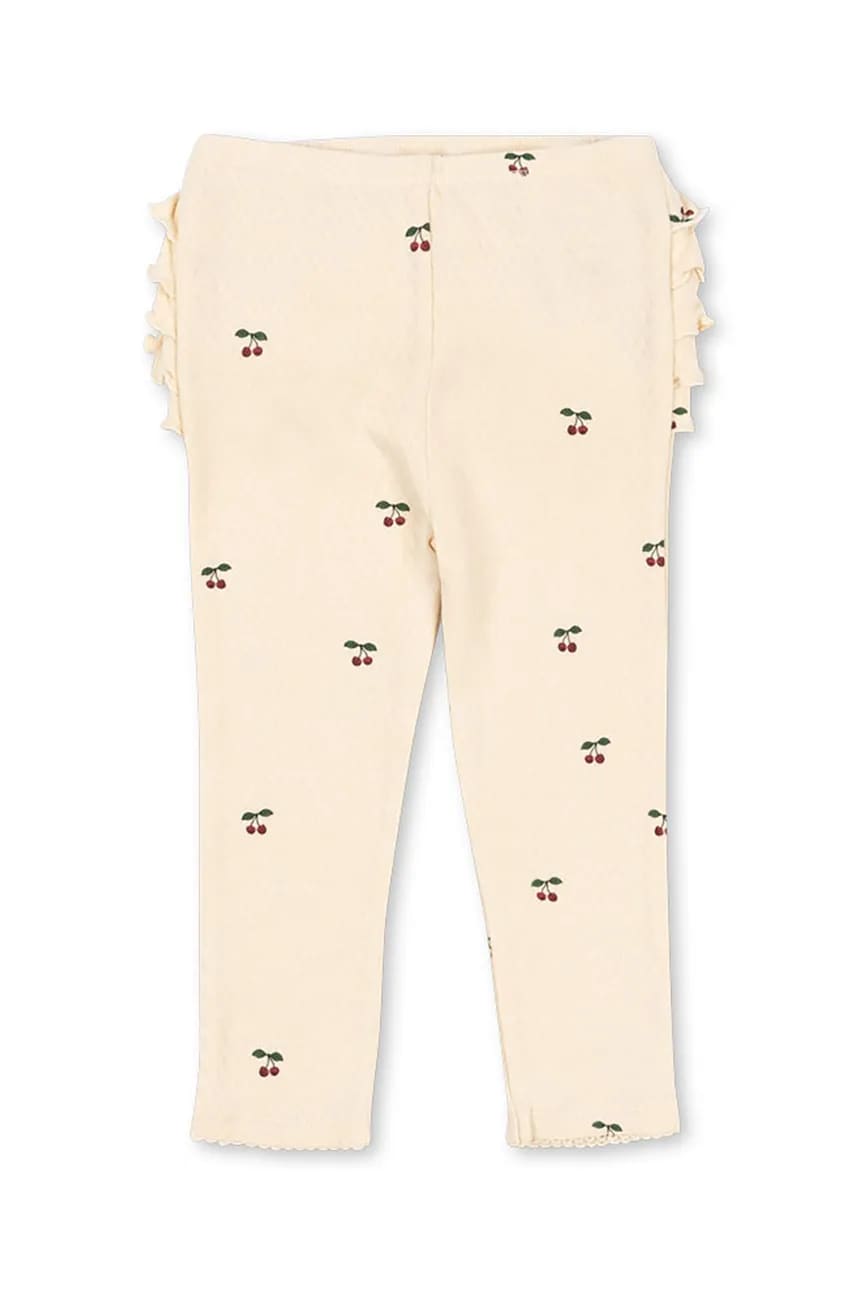 Konges Sløjd leggins din bumbac pentru bebeluși SUI FRILL PANTS GOTS culoarea bej, modelator, KS101697