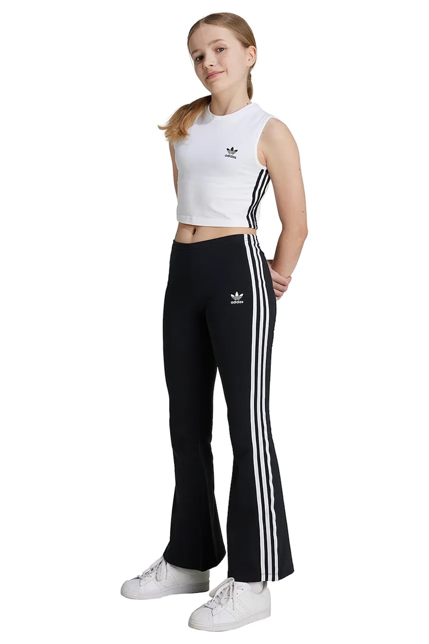 adidas Originals pantaloni de trening pentru copii FLAI LEGGINGS culoarea negru, cu imprimeu, IY9785 adidas Originals pantaloni de trening pentru copii FLAI LEGGINGS culoarea negru, cu imprimeu, IY9785