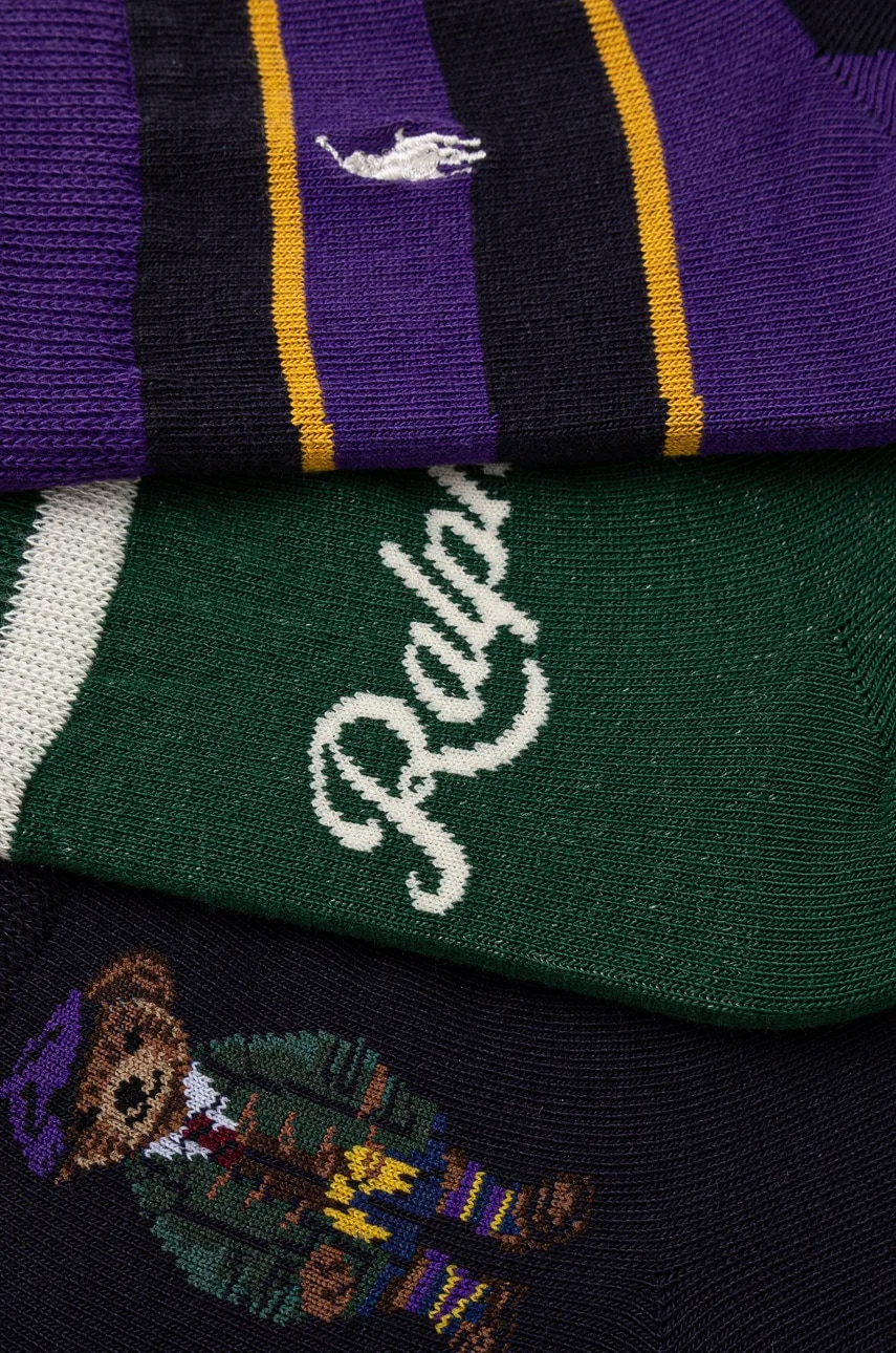 Детские носки Polo Ralph Lauren 3 шт цвет фиолетовый 446958815001 Детские носки Polo Ralph Lauren 3 шт цвет фиолетовый 446958815001