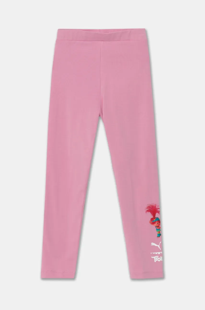 Puma leggins copii X TROLLS High Waist Leggings culoarea roz, cu imprimeu, 627662