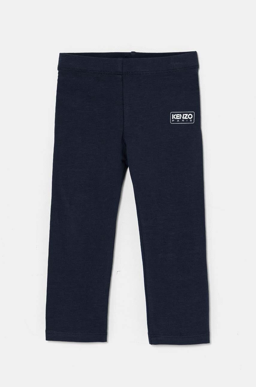 Kenzo Kids leggins copii culoarea albastru marin, neted, K60656