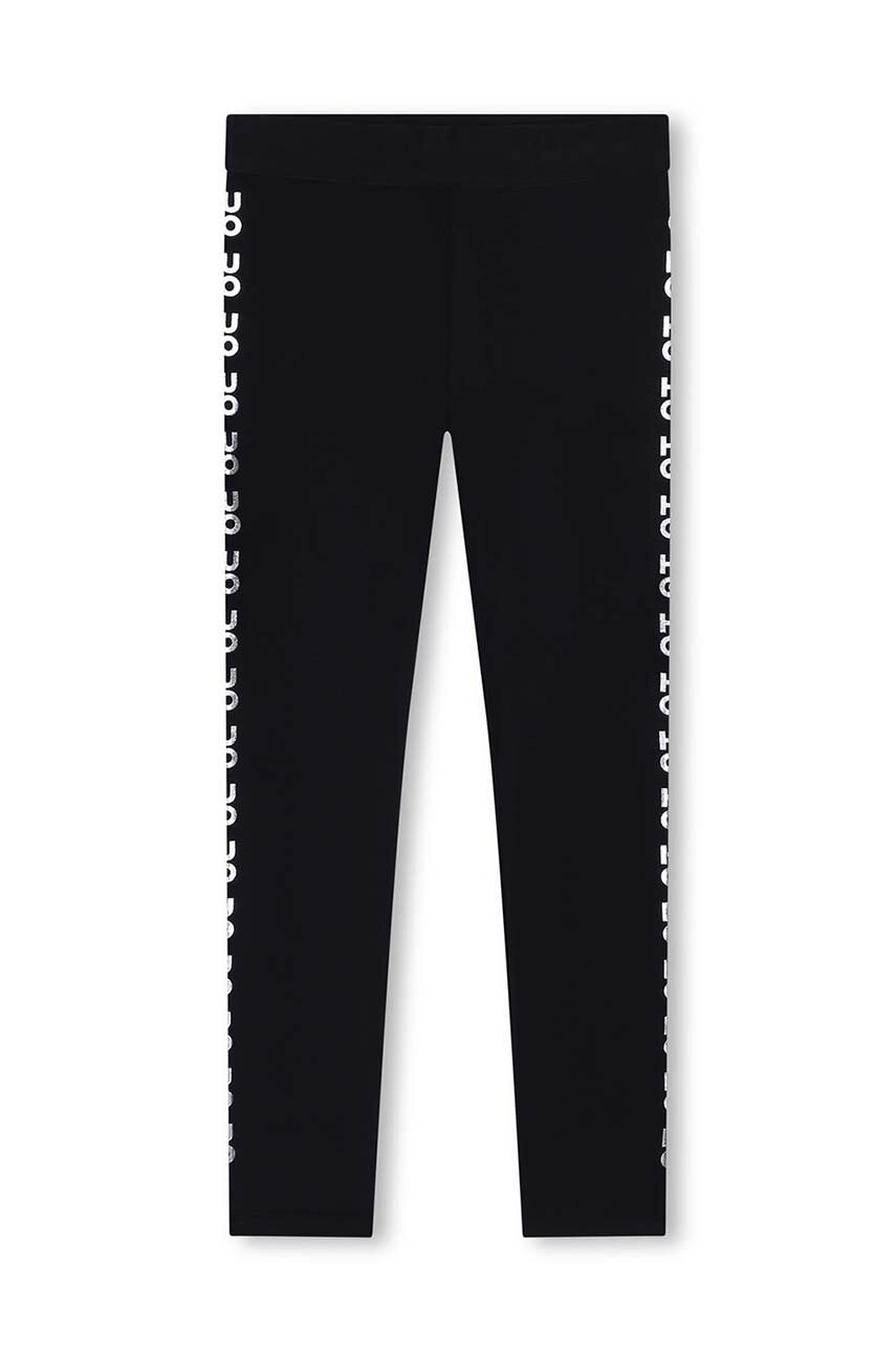 HUGO leggins copii culoarea negru, cu imprimeu, G00223