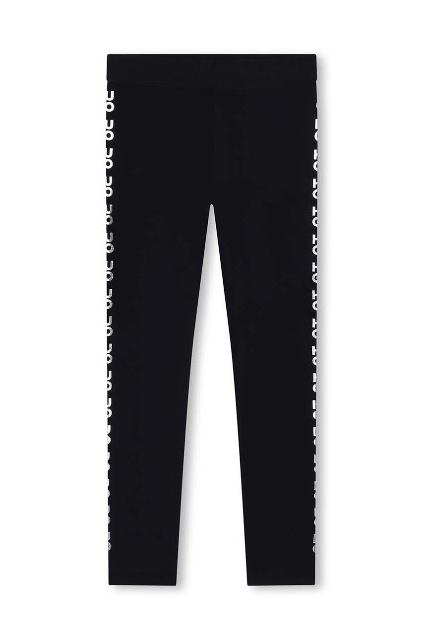 HUGO leggins copii culoarea negru, cu imprimeu, G00223