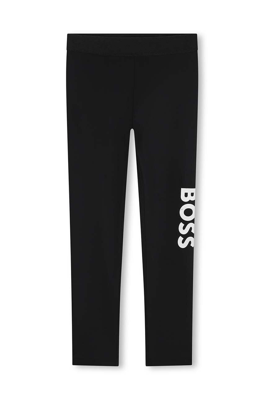 BOSS leggins copii culoarea negru, cu imprimeu, J51100