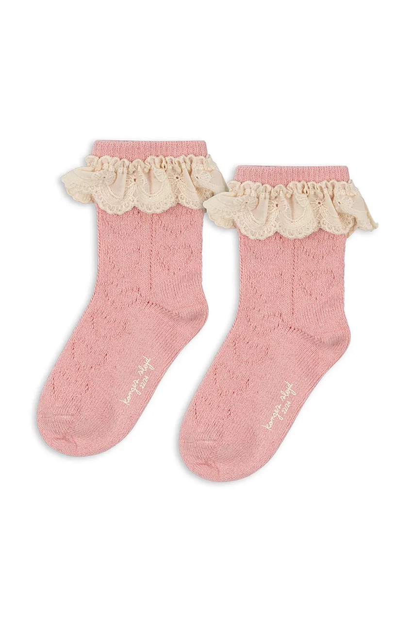 

Детски чорапи Konges Sløjd WOOL POINTELLE SOCKS в розово KS101864, Розов
