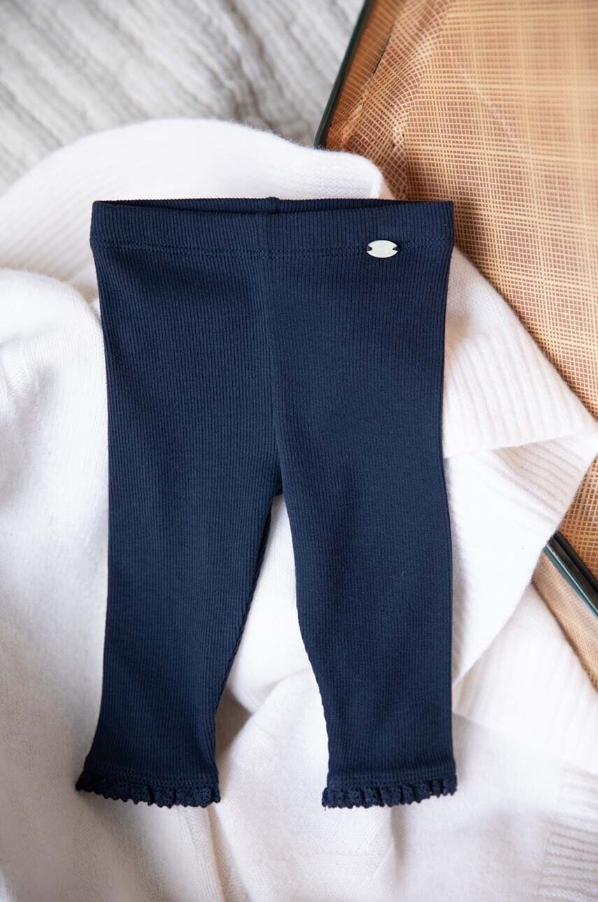 Tartine et Chocolat leggins din bumbac pentru copii culoarea albastru marin, neted, TZ24001