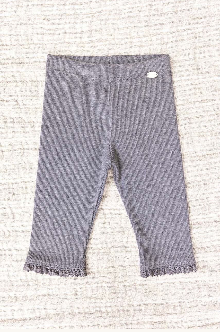 Tartine et Chocolat leggins din bumbac pentru copii culoarea gri, neted, TZ24001