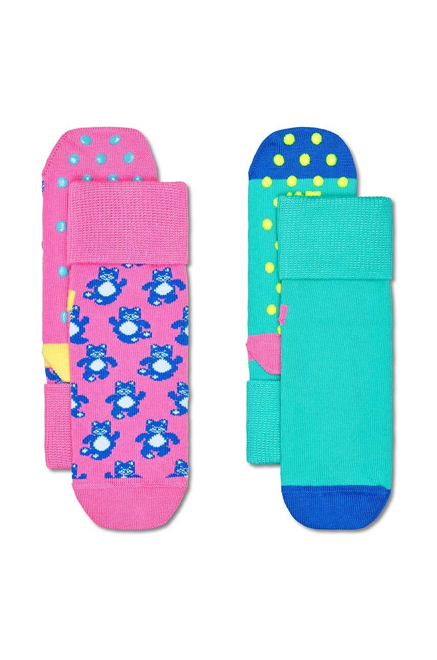 

Детски чорапи Happy Socks Kids Antislip 2-Pack Teddy Bear Socks (2 чифта) в розово P001485, Розов