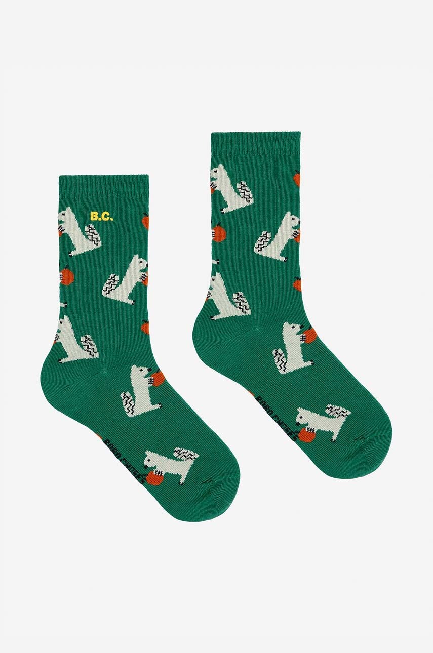 Bobo Choses sosete copii Hungry Squirrel culoarea verde, 224AI008 Bobo Choses sosete copii Hungry Squirrel culoarea verde, 224AI008