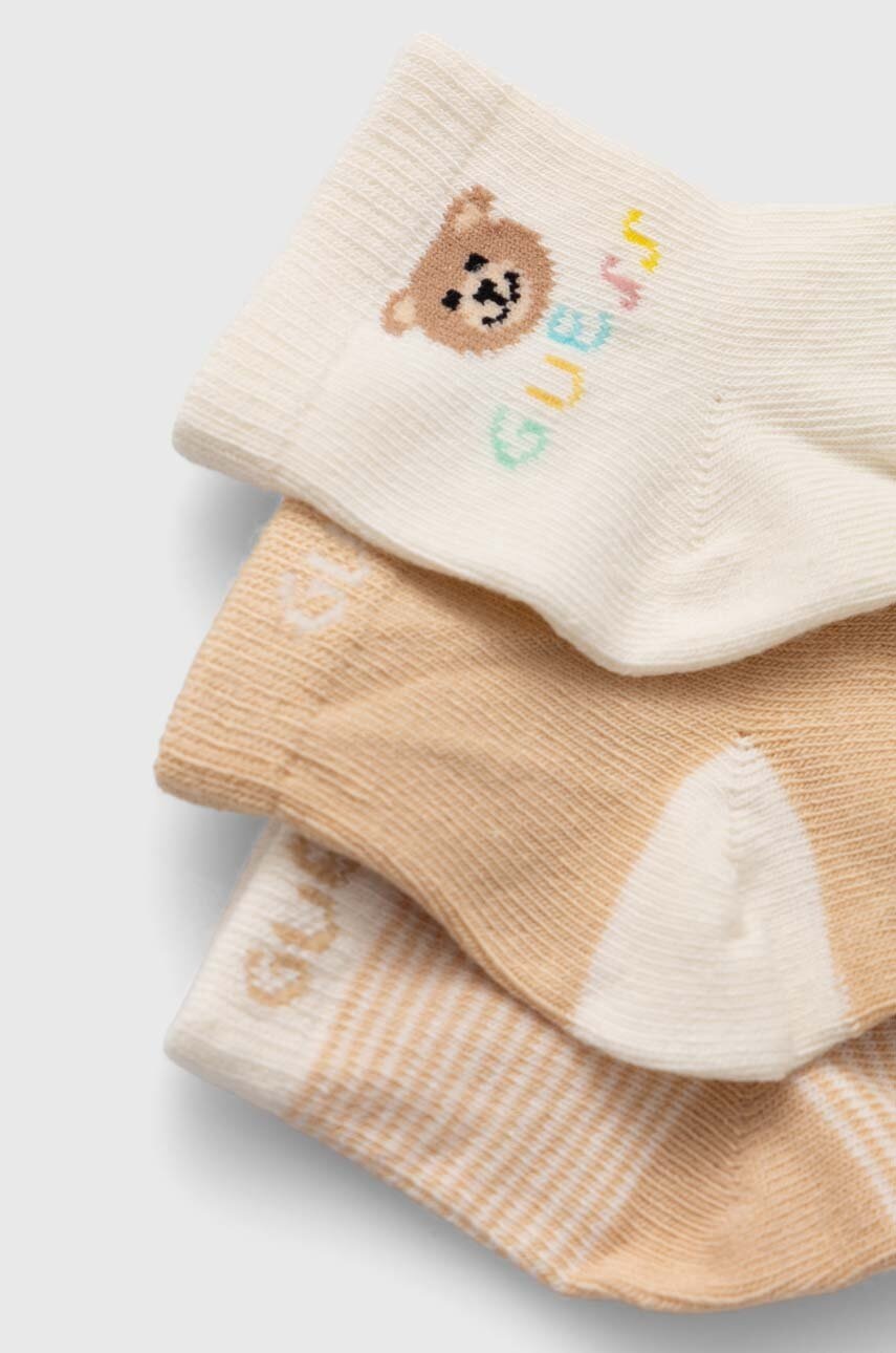 Шкарпетки для немовлят Guess 3-pack колір бежевий H4YZ07 Z3G10
