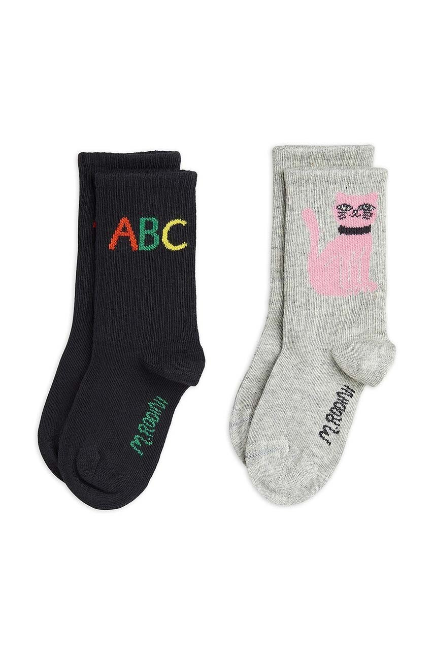 

Детски чорапи Mini Rodini ABC (2 чифта) в черно 2476011700, Черен