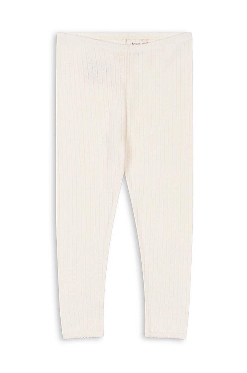 Konges Sløjd leggins din bumbac pentru copii MINNIE PANTS GOTS culoarea alb, neted, KS101612