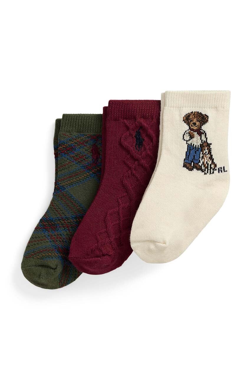 Levně Dětské ponožky Polo Ralph Lauren 3-pack zelená barva, 441958808001