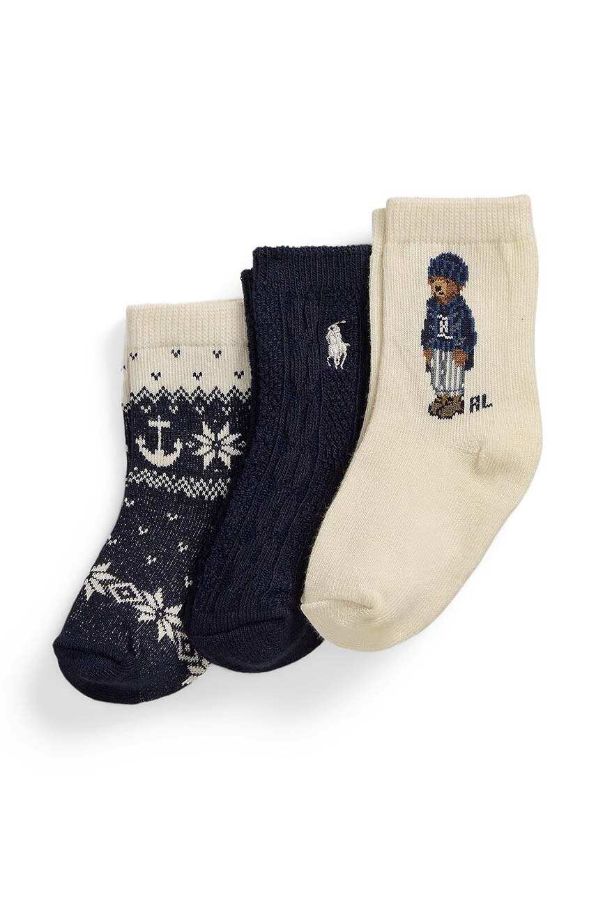 Levně Dětské ponožky Polo Ralph Lauren 3-pack zelená barva, 441958809001