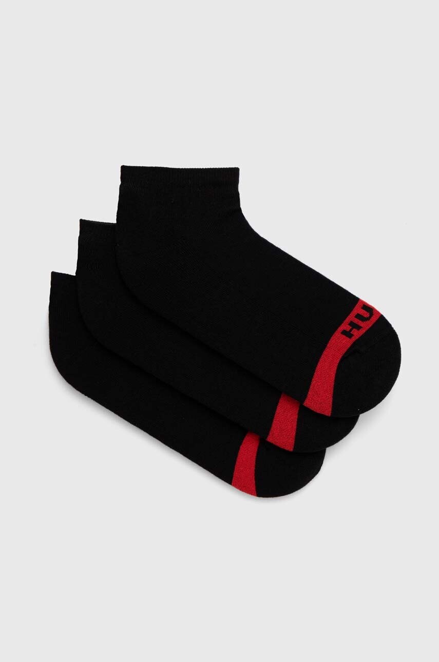 Levně Ponožky HUGO 3-pack pánské, černá barva, 50514916