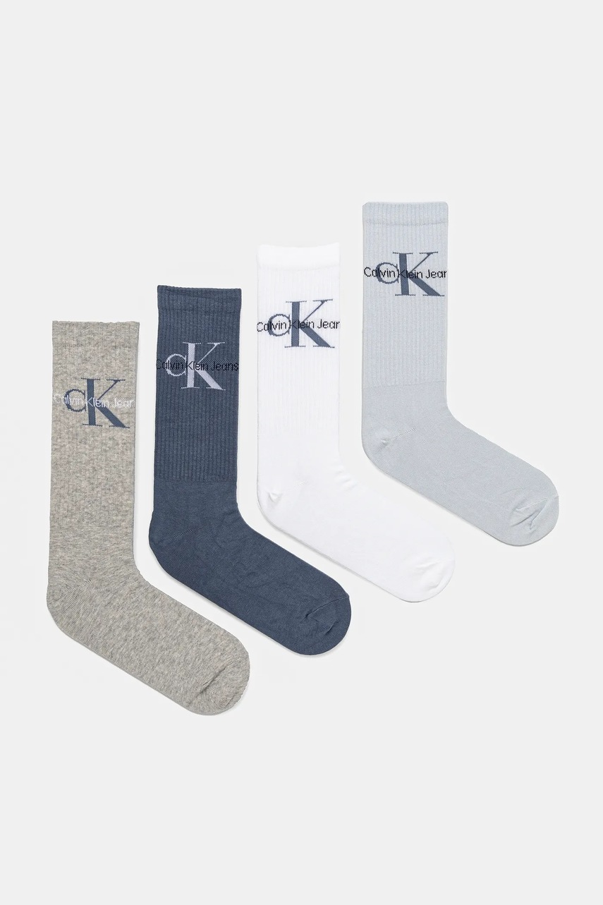 Levně Ponožky Calvin Klein Jeans 4-pack pánské, modrá barva, 701229453