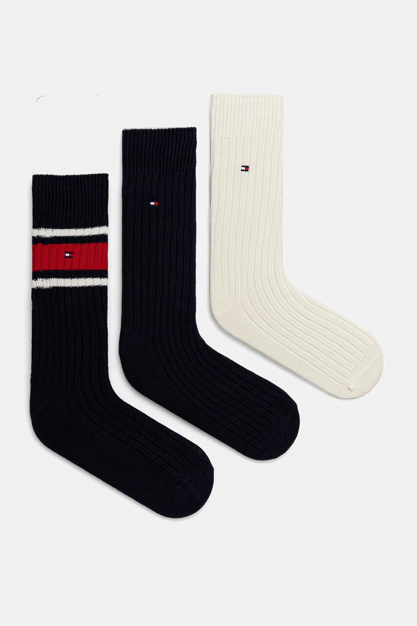 Levně Ponožky Tommy Hilfiger 3-pack pánské, tmavomodrá barva, 101013215