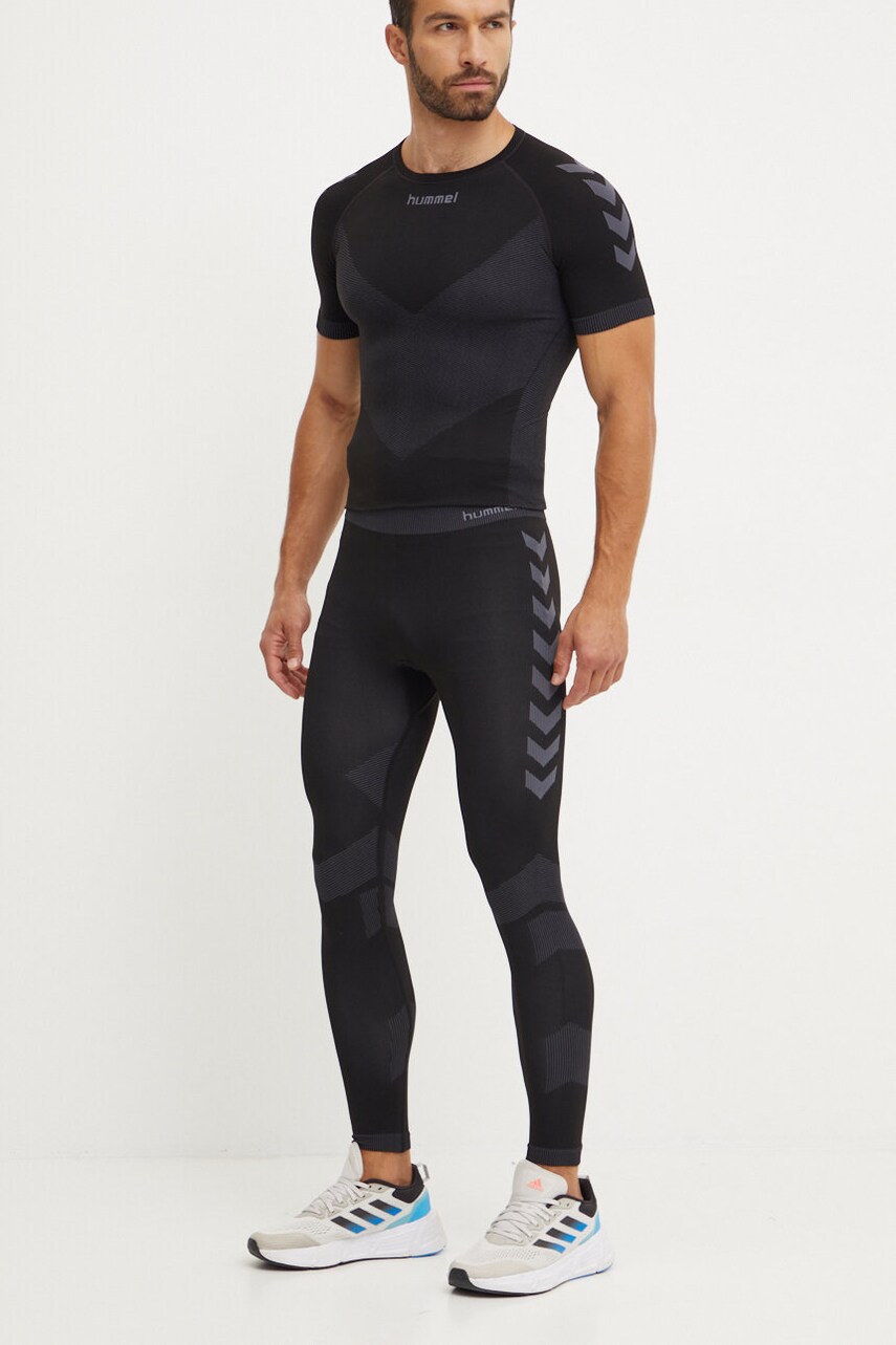 Hummel leggins de antrenament culoarea negru, cu imprimeu, 202640