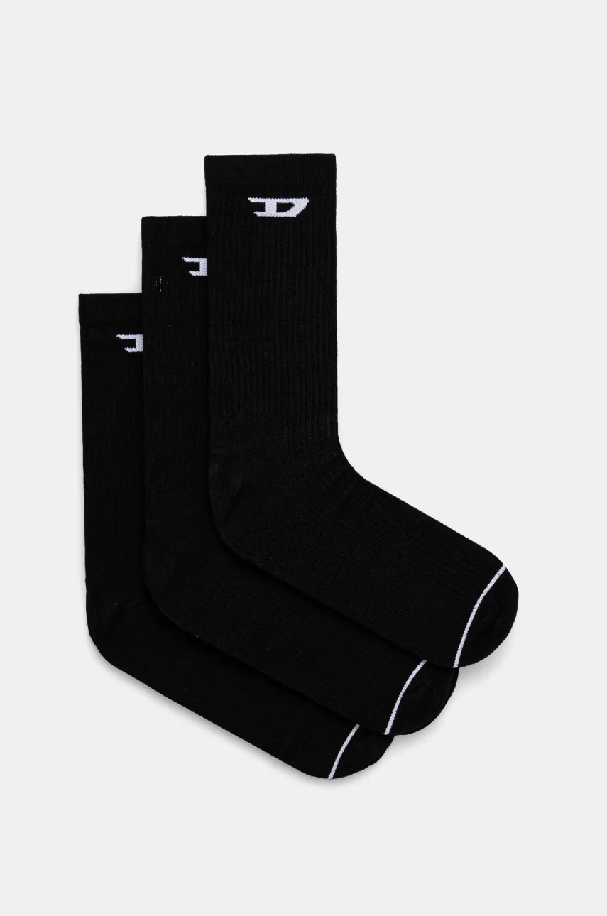 Diesel sosete SKM-D-CREW-LIGHT-SOCKS 3-pack barbati, culoarea negru, A15405.0LKBI