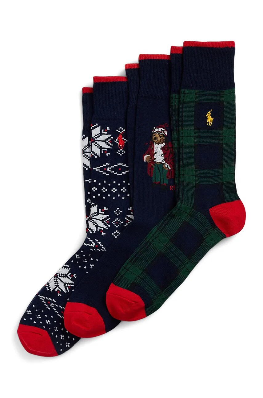 Levně Ponožky Polo Ralph Lauren 3-pack pánské, šedá barva, 449958861