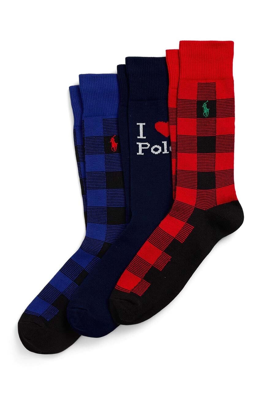 Levně Ponožky Polo Ralph Lauren 3-pack pánské, šedá barva, 449958863