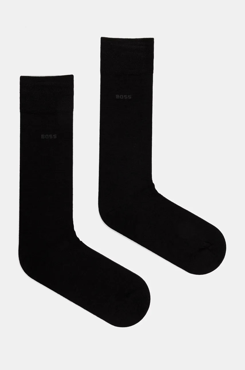 BOSS sosete de lana 2-pack culoarea negru, 50509431