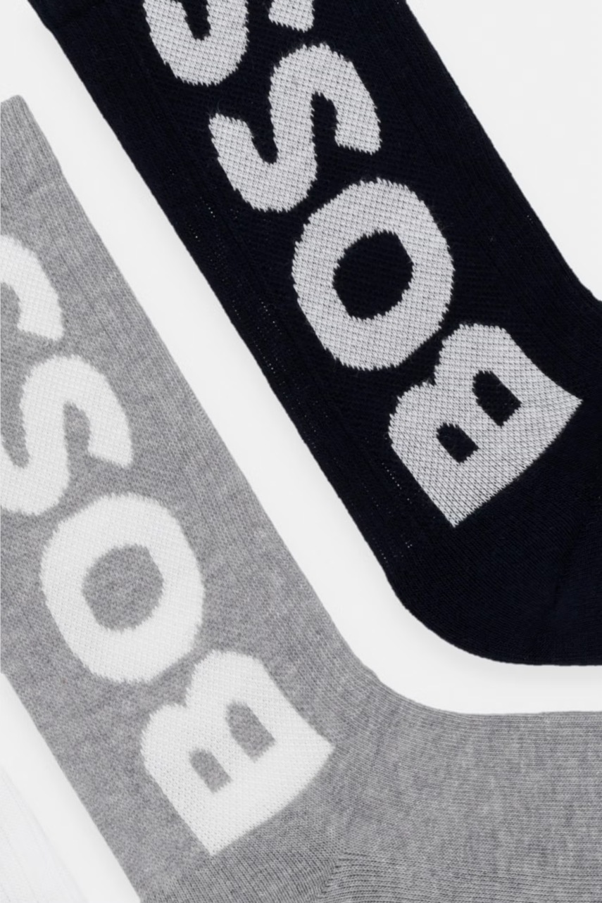 BOSS ponožky pánske 3P QS Rib Logo CC 3-pak