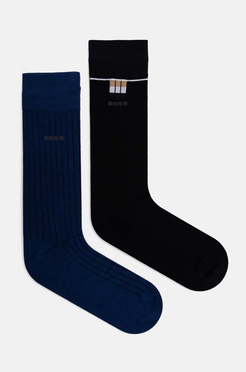 Levně Ponožky BOSS 2-pack pánské, tmavomodrá barva, 50524311