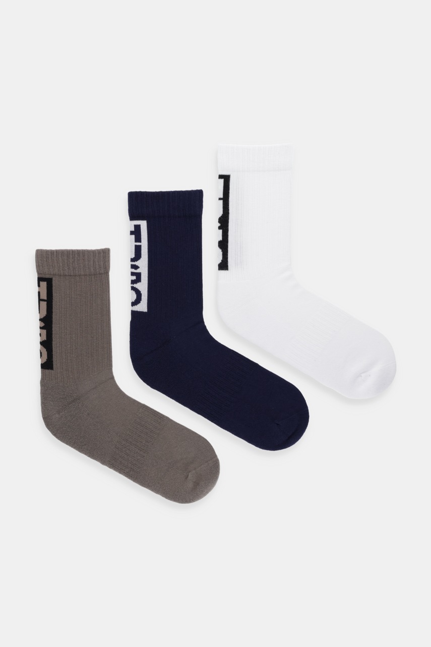 Levně Ponožky HUGO 3-pack pánské, bílá barva, 50521068
