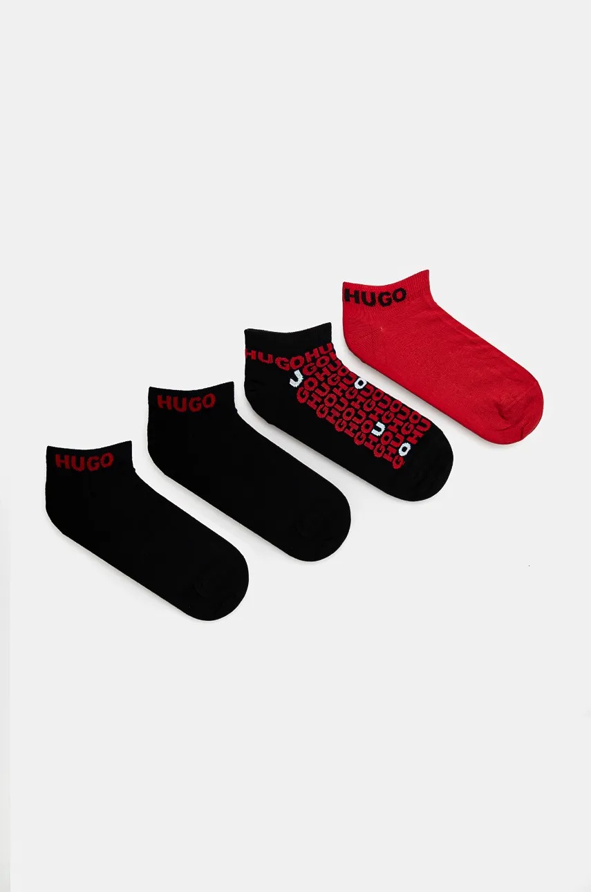 Ponožky HUGO 4-pack pánské, černá barva, 50524820