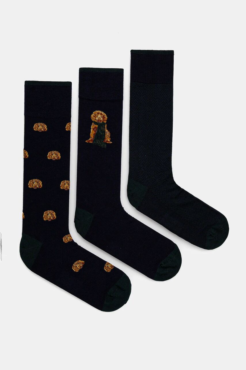Hackett London șosete 3-pack bărbați, culoarea bleumarin, HMU30095