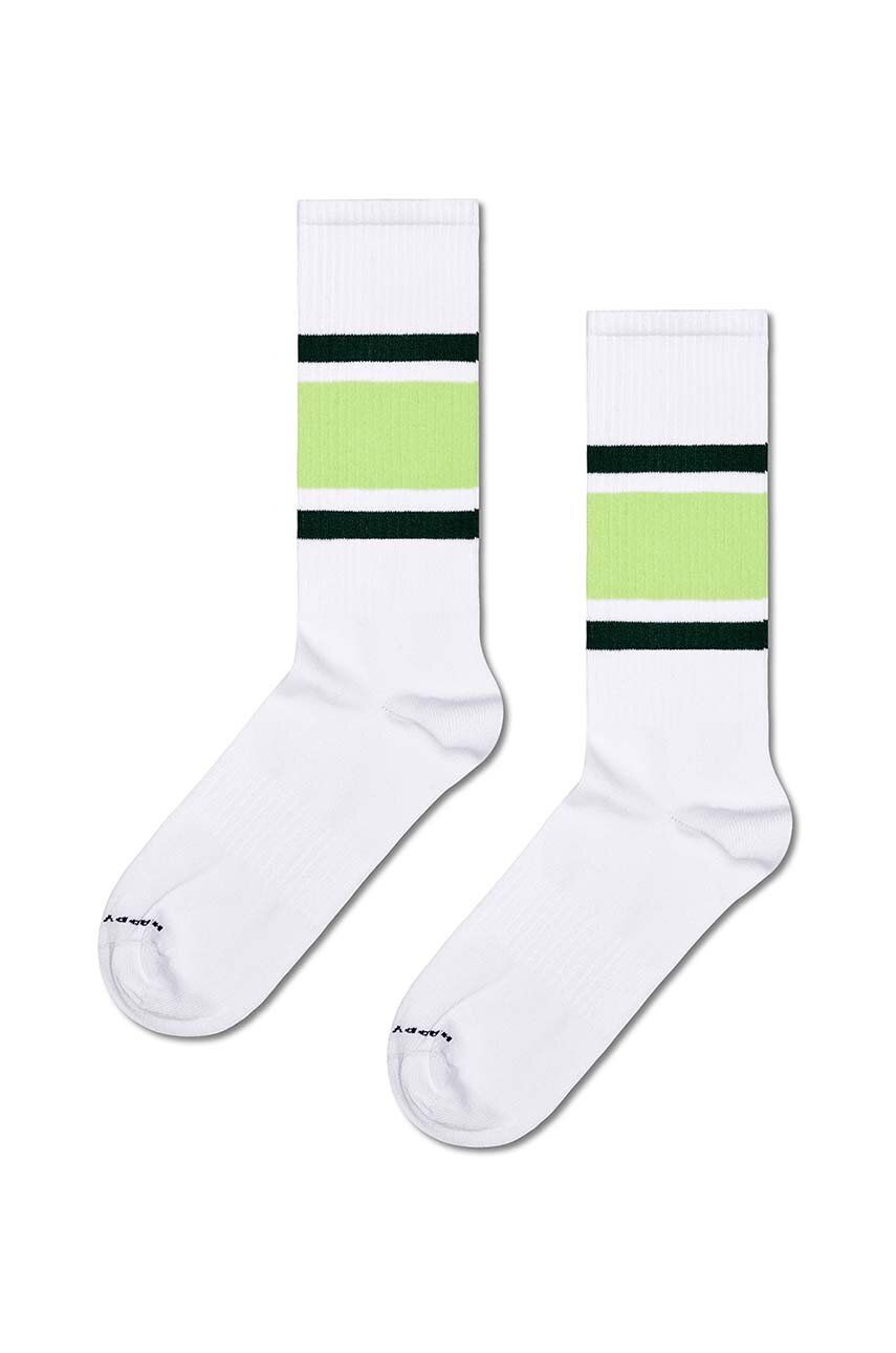 Happy Socks sosete Simple Stripe Sneaker Sock culoarea alb, P001607