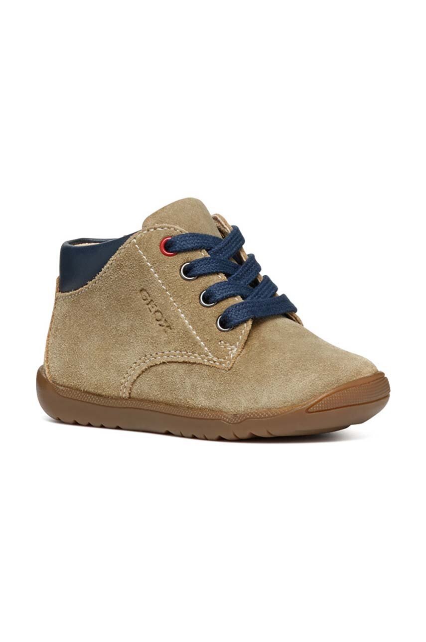 Geox pantofi din piele intoarsa pentru copii MACCHIA culoarea bej, B464NA.022BC